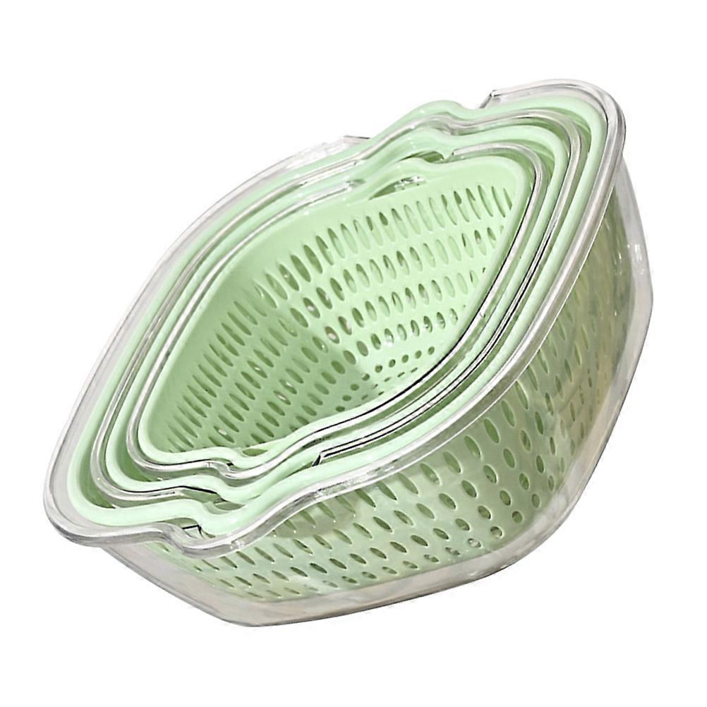 Multi-Functional Drain Basket Fruit And Vegetable Washing Bowl Simple Design Draining 27.50X25.50X10.00cm 6Piece Set