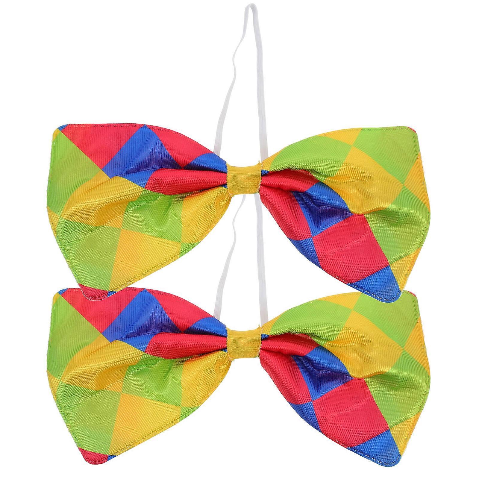 2Pcs Clown Bowknot for Decoration Multicolor Cloth Oversized Bow Tie Props