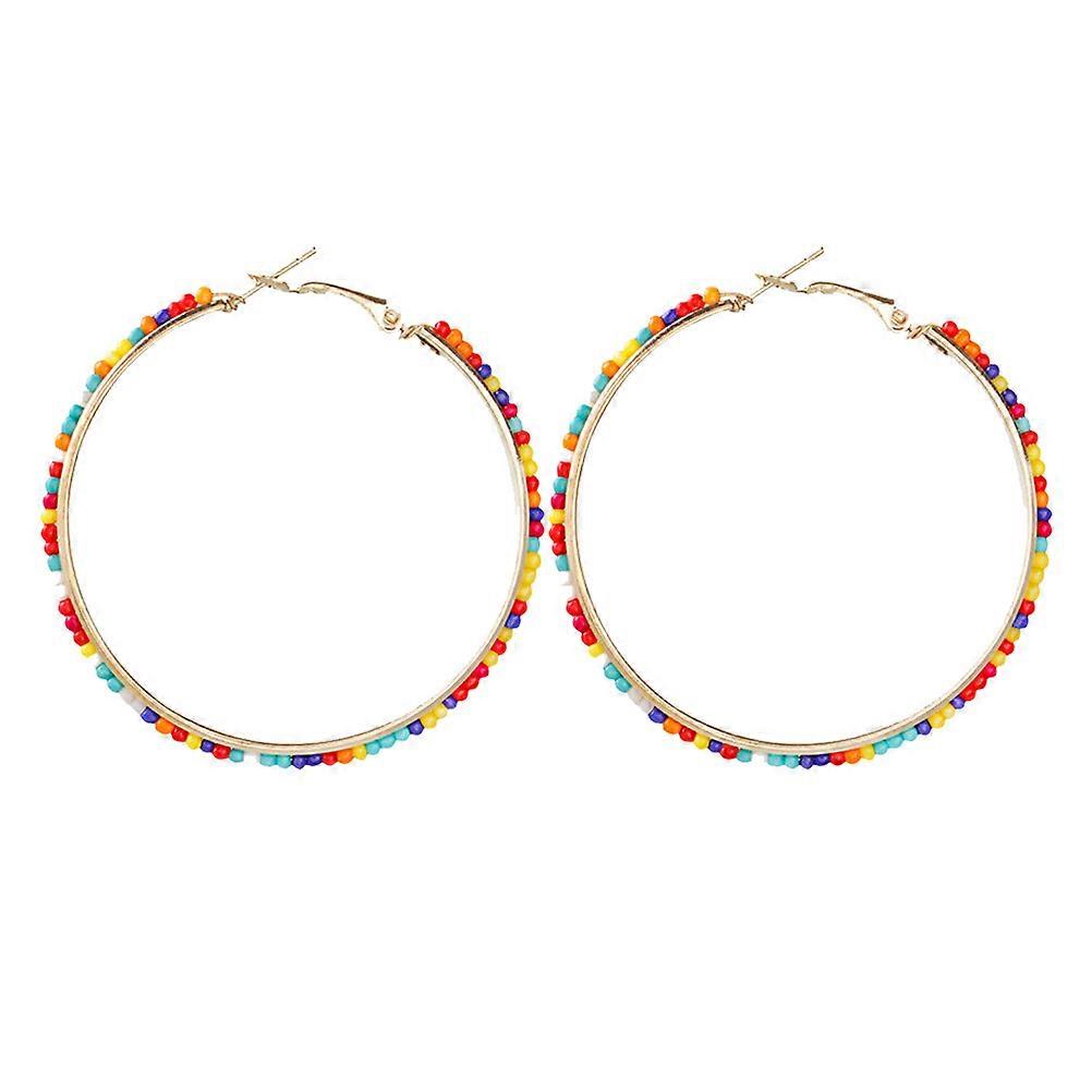 Stylish Women Bohemian Earrings with Round Shape Assorted Color Alloy for Photography Props and