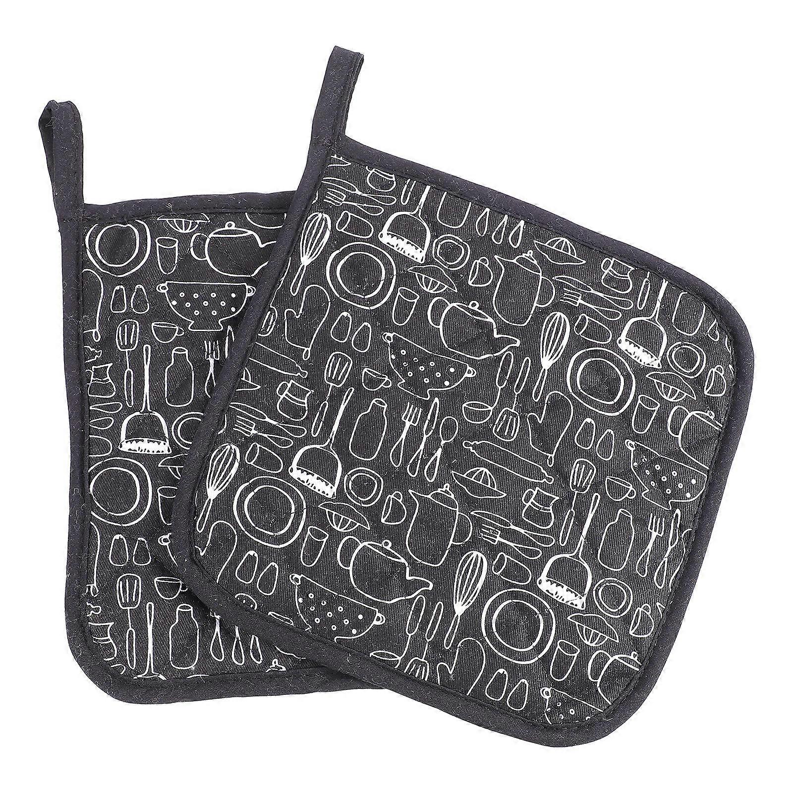 Creative Baking Mats Baking Heat Insulated Pads Dining Table Hot Pads Black 20X20CM Heat Insulation 2Pcs