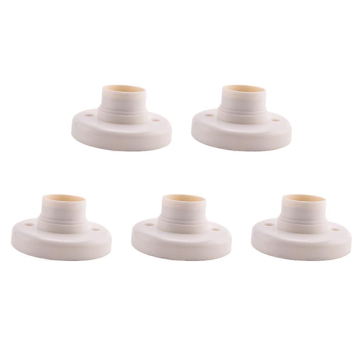 E27 Round Plastic Base Screw Light Bulb Lamp Socket Holder White