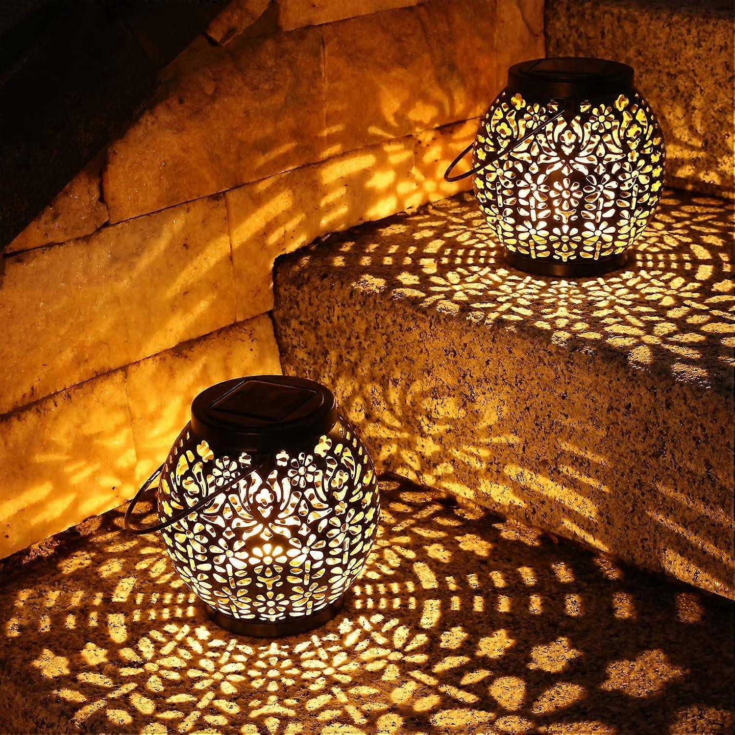 Dusk-to-Dawn Solar Lanterns Weather-Resistant Pattern-Projecting