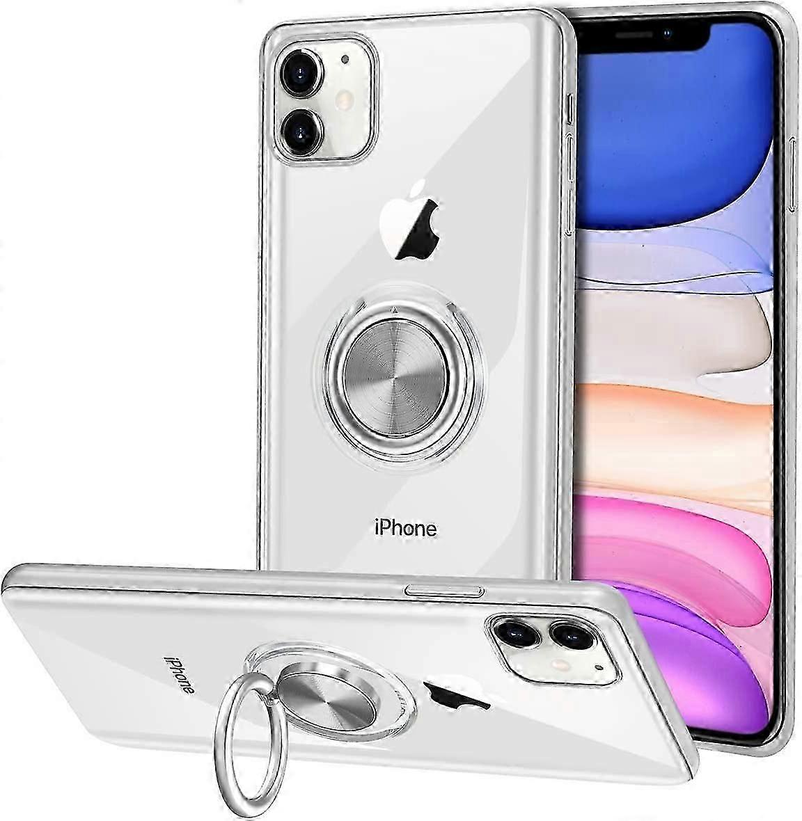 Phone Case Silicone Slim Case with Ring Finger Stand for iPhone Series