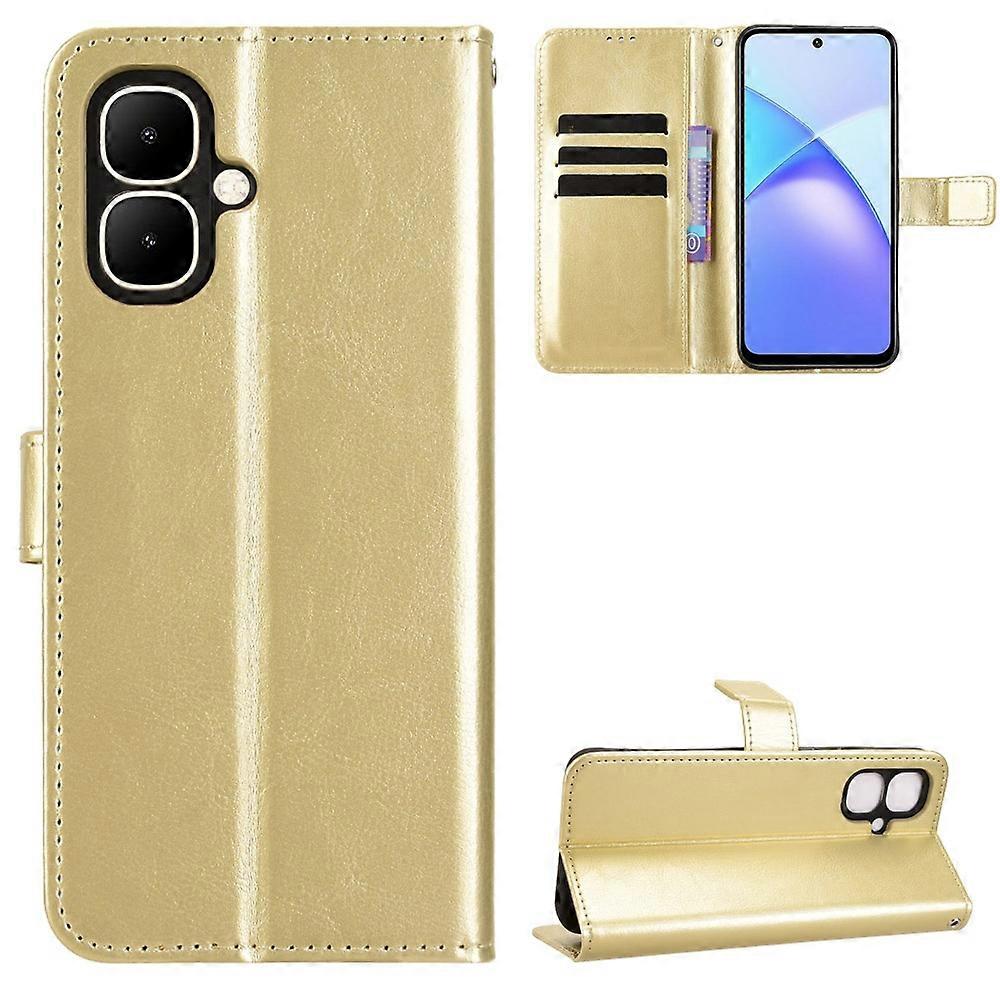 For TECNO Pop 10 Infinix Smart 10 PU Leather Case with Strap Crazy Horse Texture Phone Wallet Cover