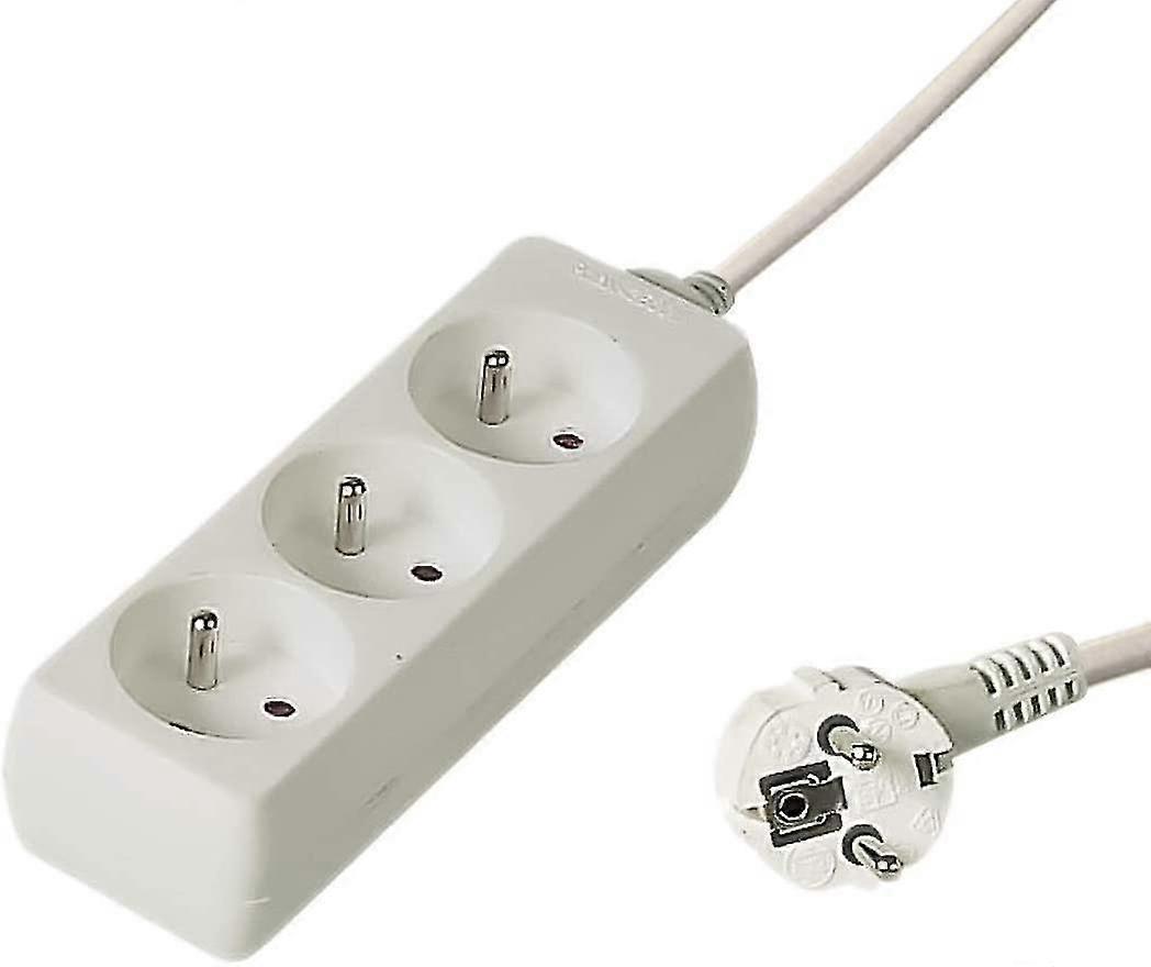 Rebirth Power Extension Cord 3m, 6 Sockets, 230v, 6 Safety Features, White Color