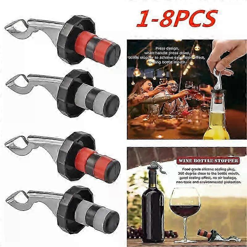 1-8Pcs Press Wine Stopper Vacuum Sealed Plug Wine Bottle Stopper Champagne Pressure Sealer Preserver Saver Caps Kitchen Tools