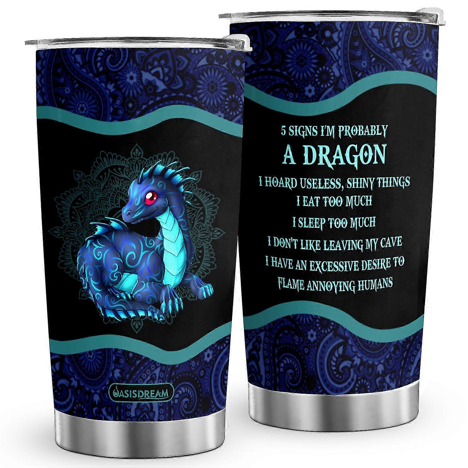 Dragon Print Stainless Steel Tumbler with Lid 20oz Double Wall Vacuum Insulated Coffee Cup������ijƷ��