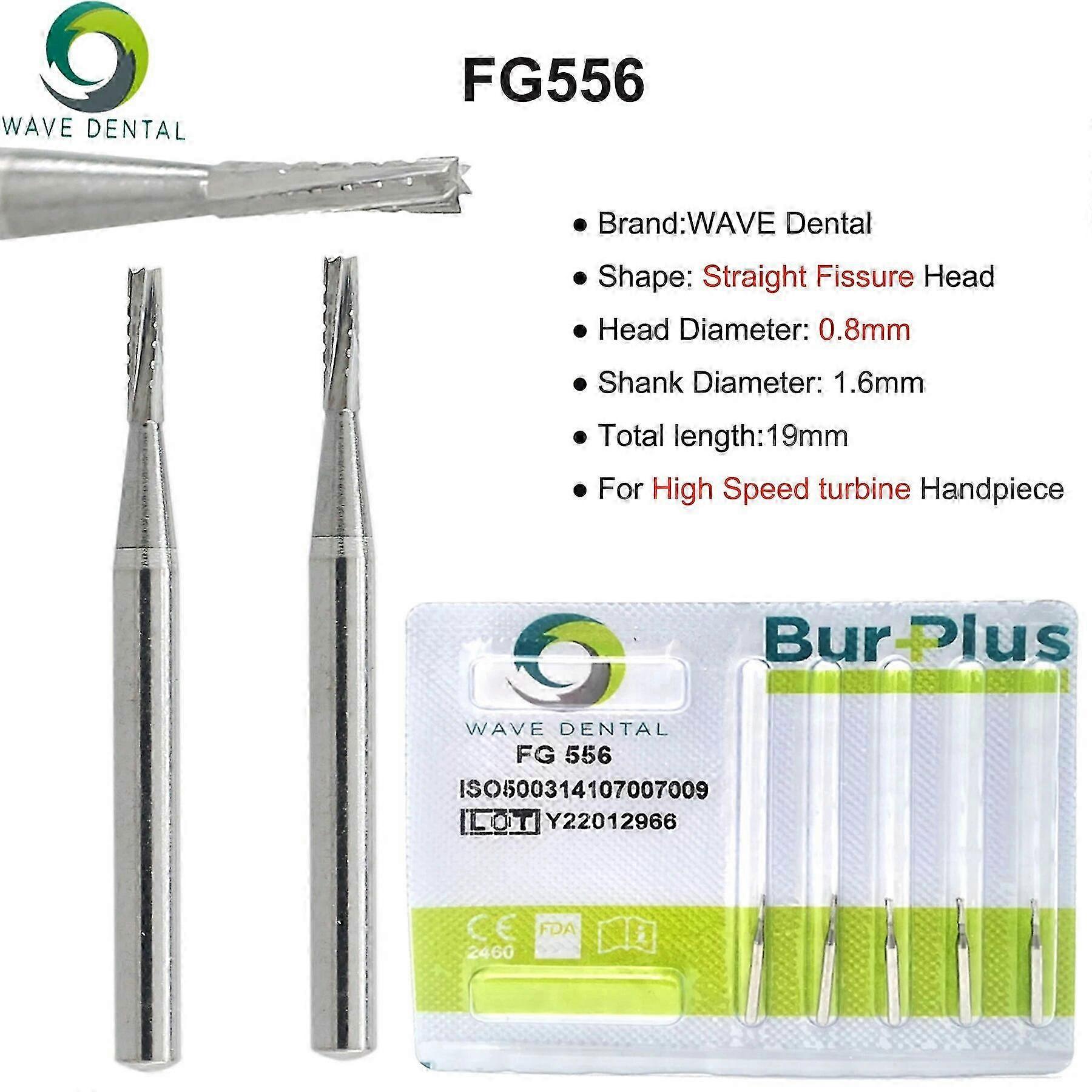 Dental Tungsten Carbide Burs Cone Straight Fissure for High-Speed Handpiece Shank Diameter 1.6mm 5Pcs/Pack