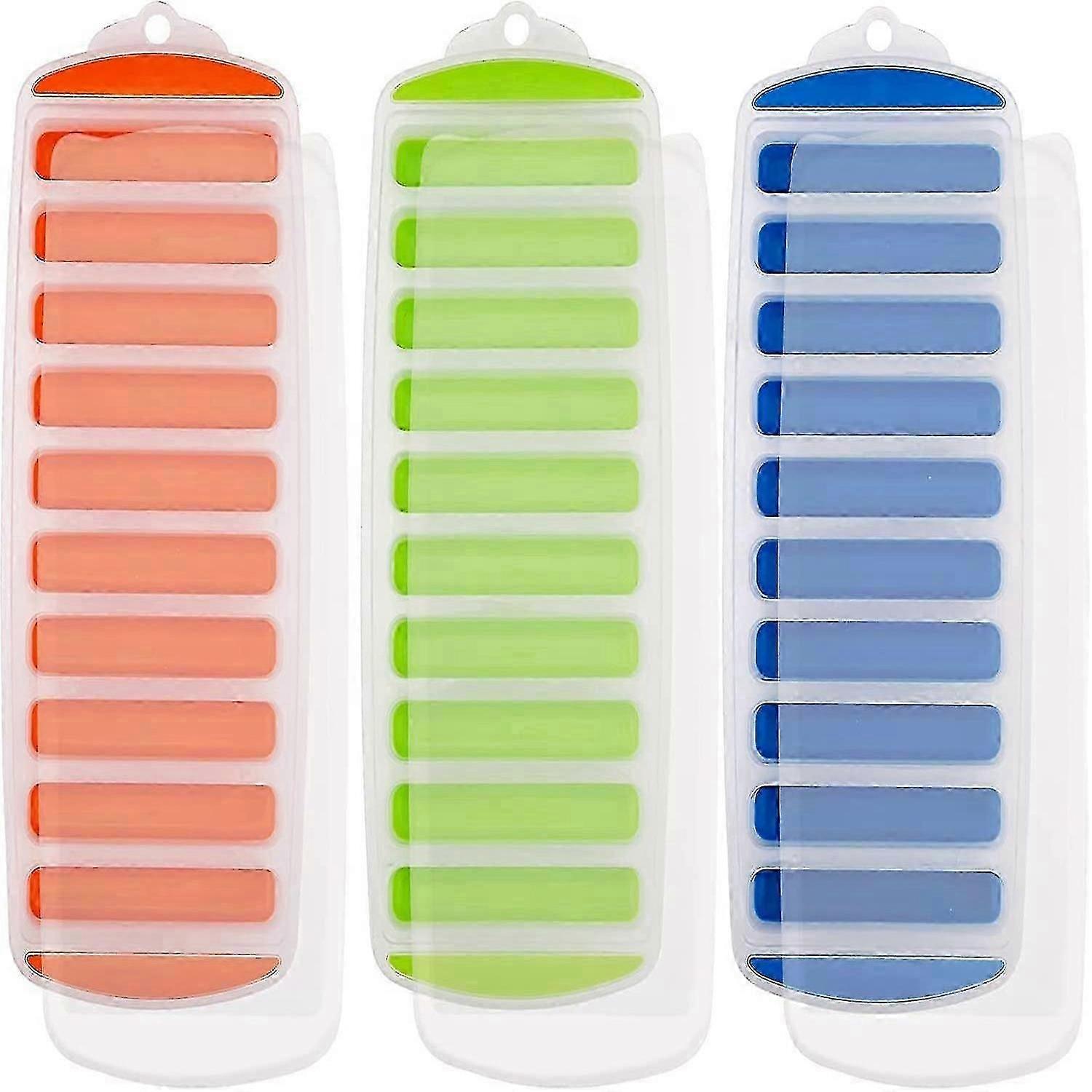 3 Pieces Reusable Silicone Ice Cube Tray with Removable Splash Cover