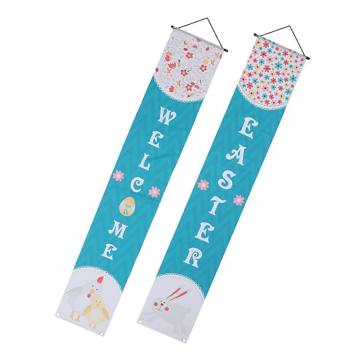 Easter Hanging Flag Banner Rectangular Polyester Pongee Door Curtain Suitable For Indoor Events 1 Pair Photo Background