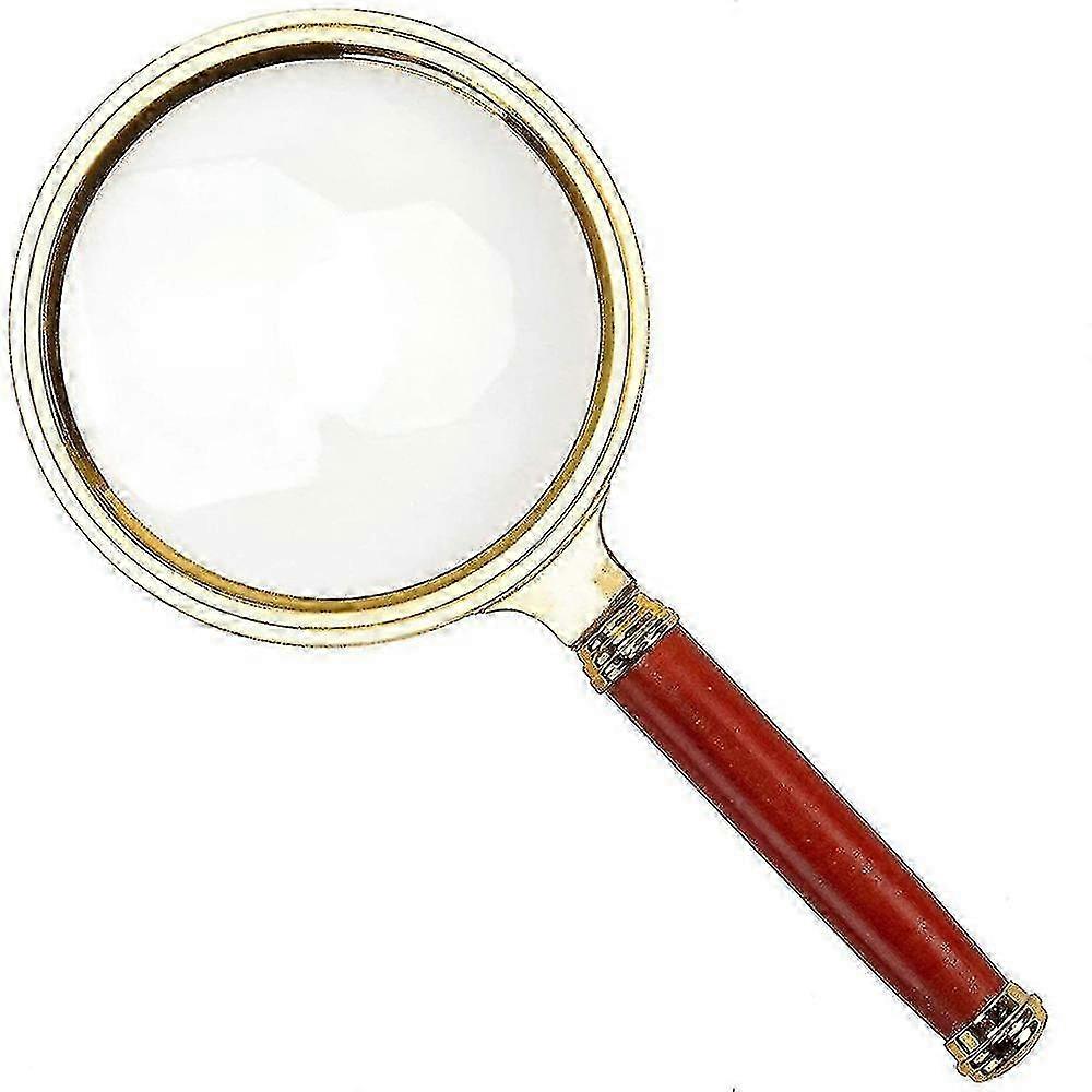 10x Handheld Magnifier Antique Mahogany Handle Magnifie--