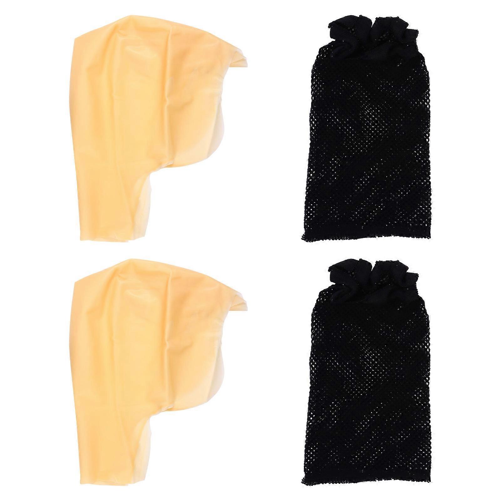 Latex Bald Cap Set for Cosplay Stage Plays Multi Color 18.00X17.00X0.10cm Hair Covering 4Pcs