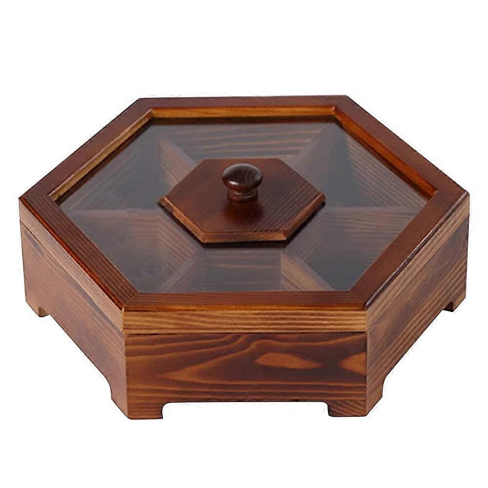 Candy Display Plate, Fruit Bowl, Wooden Candy Box with Lid, Nut Dried Fruit Display Plate Tray