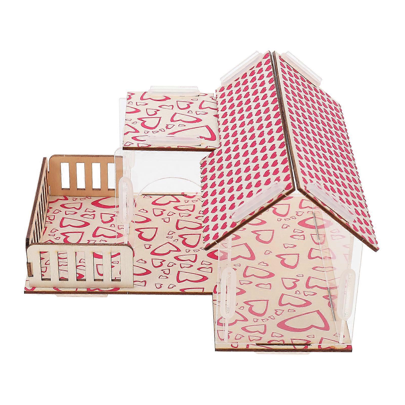 Double Layer Hamster Hideout with Acrylic Tubes and Climbing House – Safe, Bite Resistant Playhouse and Nest for Small Pets