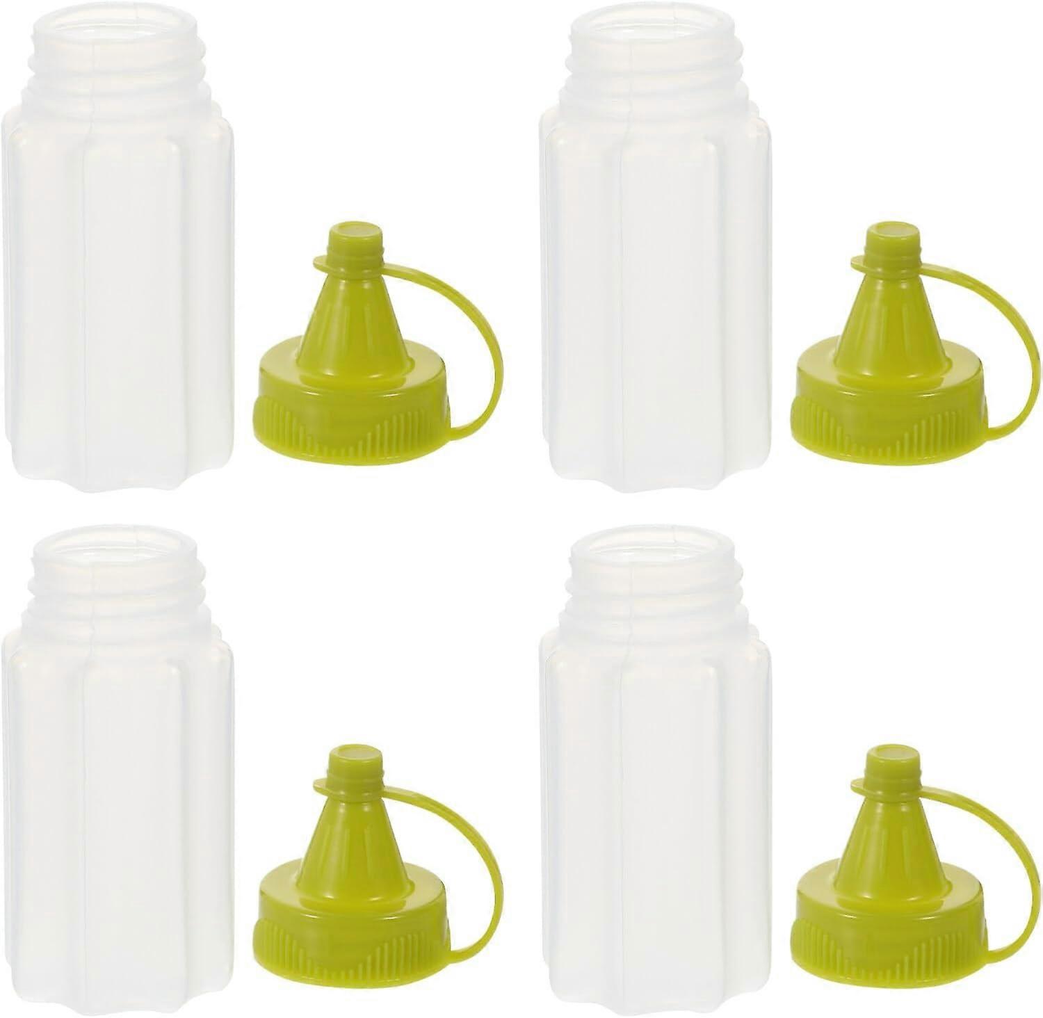 4 Pcs Plastic Squeeze Condiment Bottles,Mini Sauce Jam Squeeze Bottle, Ketchup Honey Bottle,Salad Dressing Container,Green