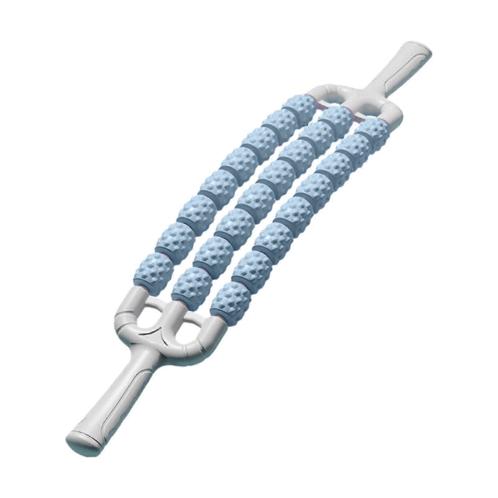 Manual Massager Roller, 3-Row Bendable, Ergonomic Design, 46 X 9 Cm, Lightweight, Portable, Blue, For Athletes