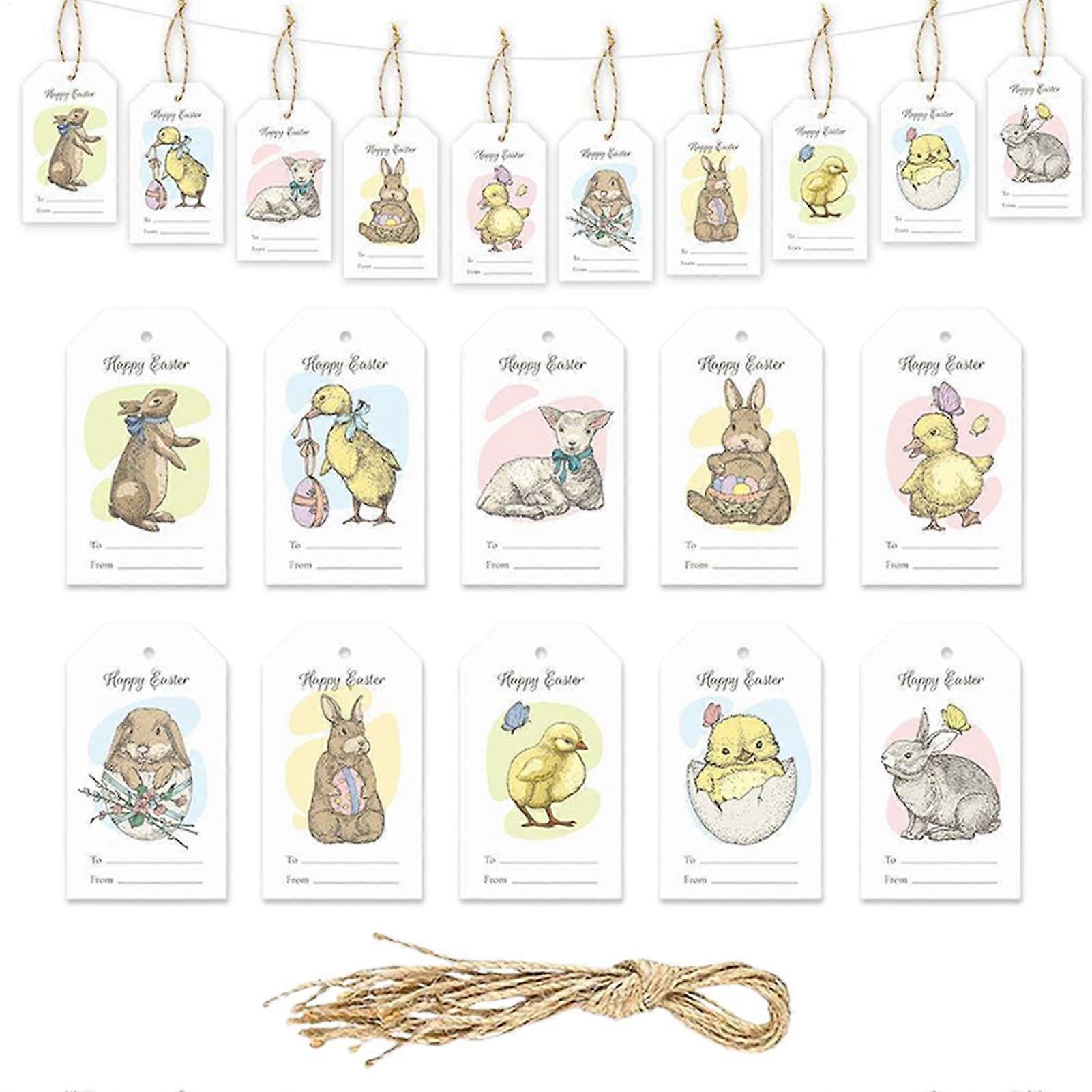 Happy Easter Tags  Basket Name Tags Easter Decoration Spring Banner  Rabbit Garland