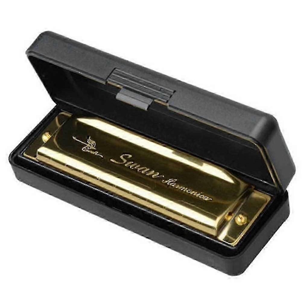 Harmonica 10 Holes Key Of C With Case Harp Metal Steel New