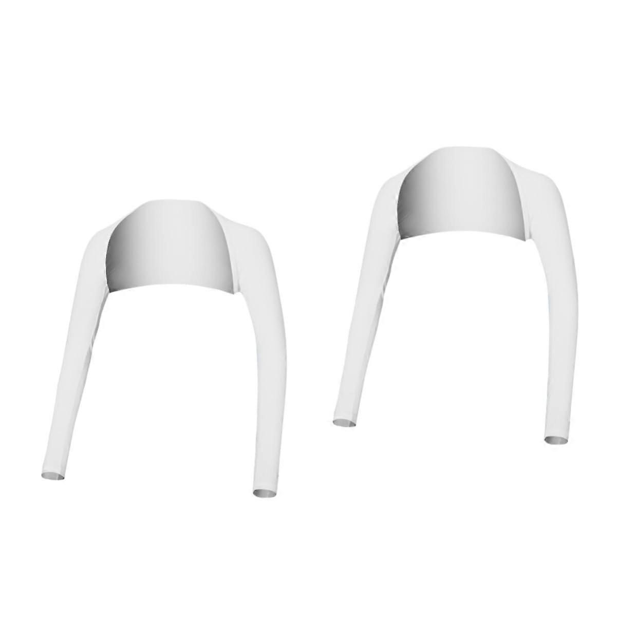 Pack of 2 Ice Silk Arm Sleeves with Shawl Collar White