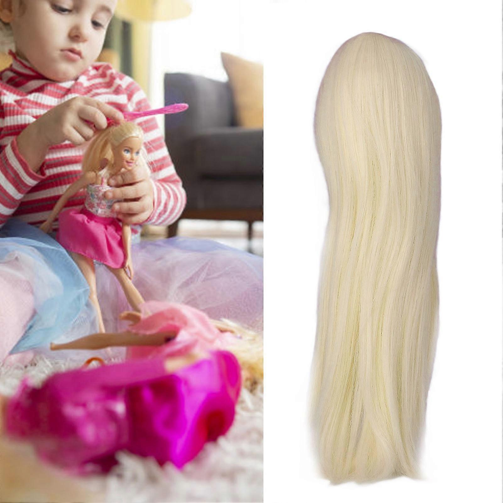 1/3 Rotule Poupée Perruque Centre Séparation Facile Style Brillant Sensation Haute Température Soie Poupée Cheveux Perruque Pour Enfants Or Clair
