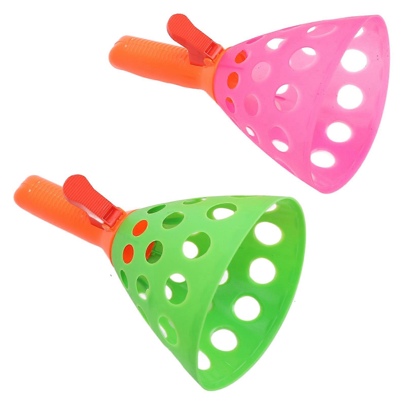 Pop and Catch Ball Game Kindergarten Outdoor Parent Child Launching Catch Ball Toy Set Pink and Green