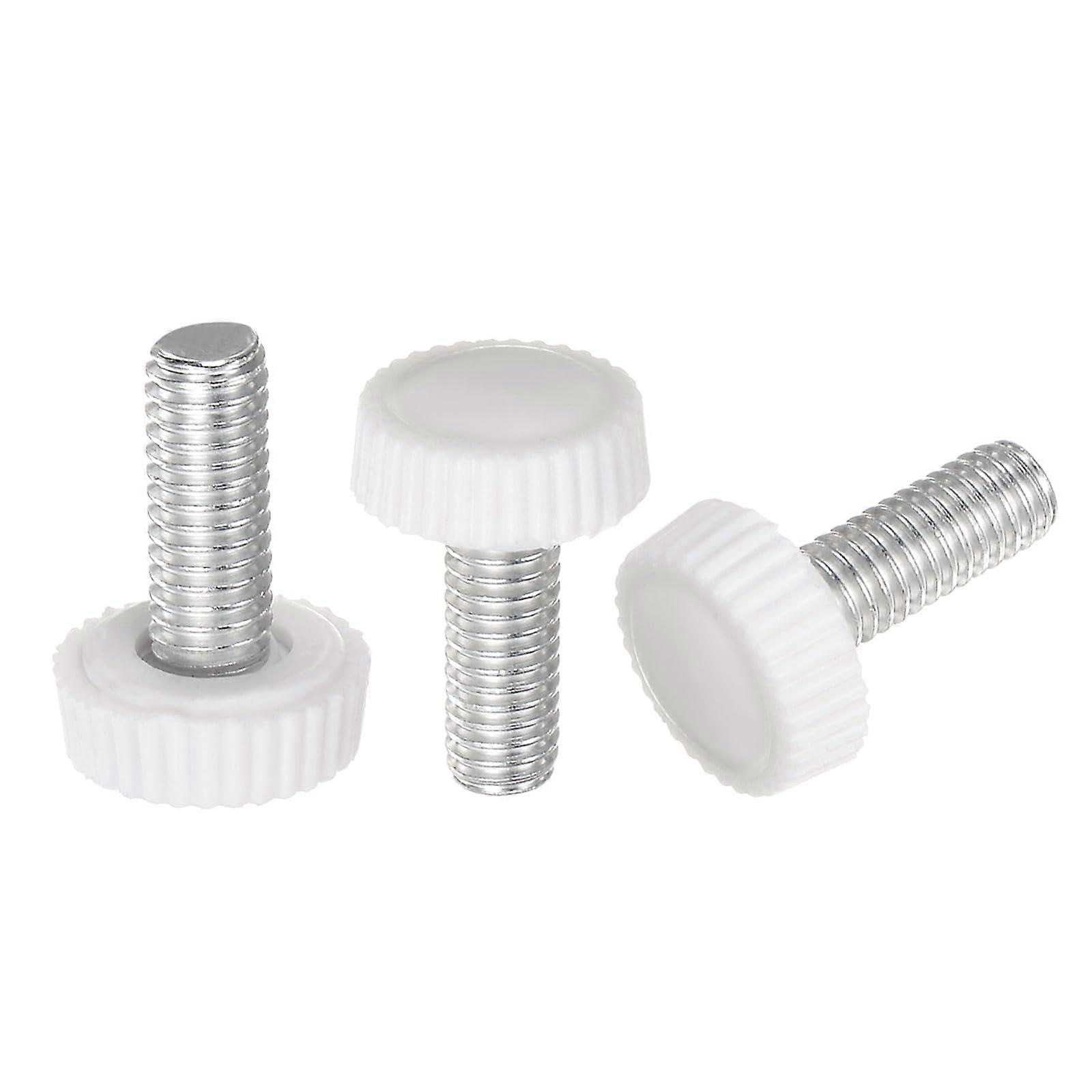 M6 x 16mm Knurled Knobs 20pcs Plastic Handle Hand Knobs with Threaded Bolts White for Garden and Clamp Applications