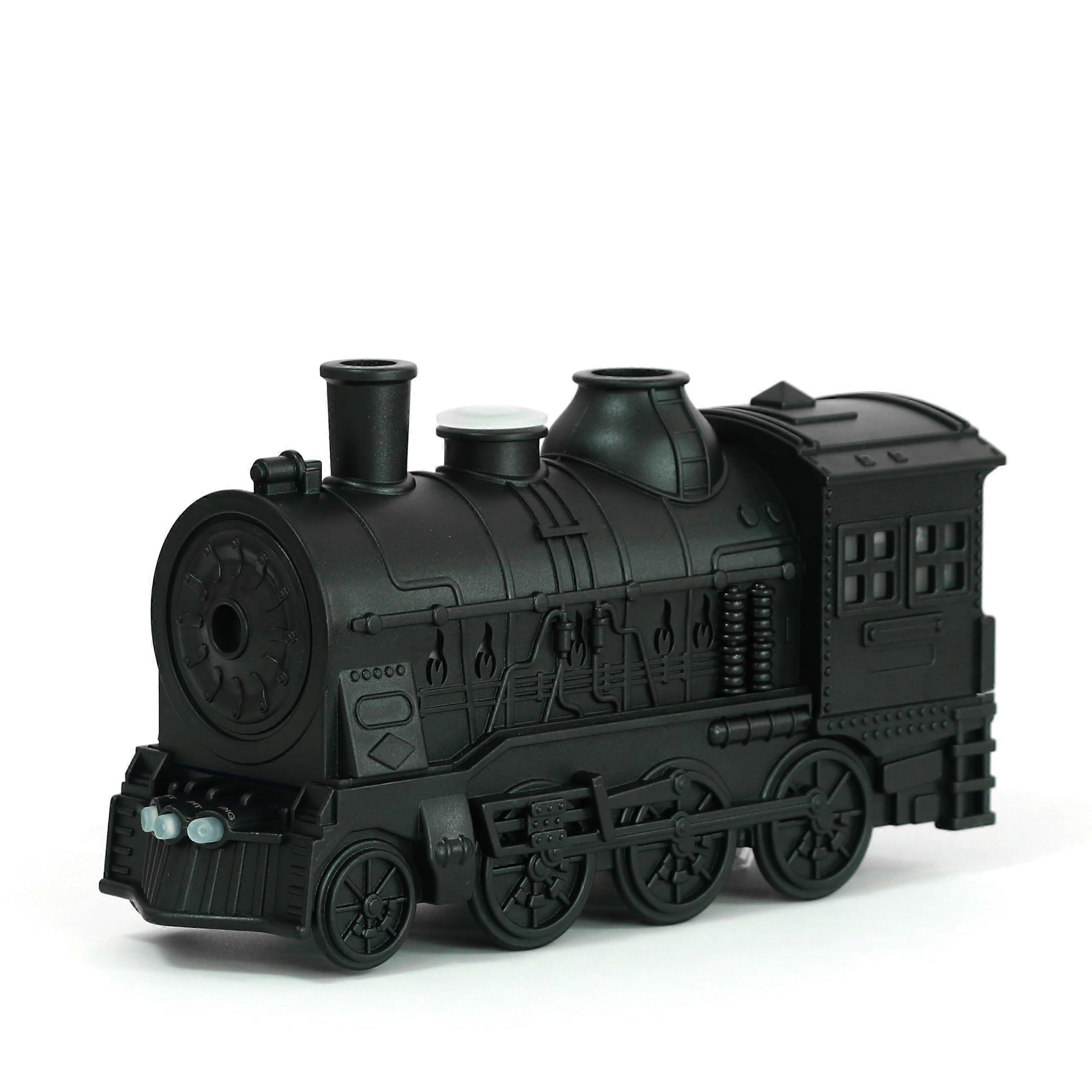 300ml TrainShaped Aroma Diffuser with Remote Control, 2Color LED, Dual Mist Modes, Timer, AutoOff, Quiet Locomotive Humidifier in Black