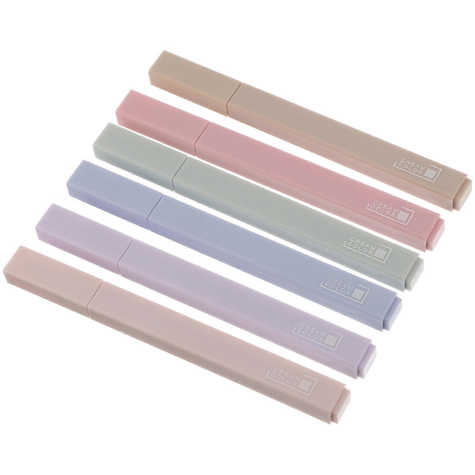Studying Essentials Highlighters Portable Marker Pens Student Stationery Multi Color 12X1X0.8CM Smooth Writing 6Pcs