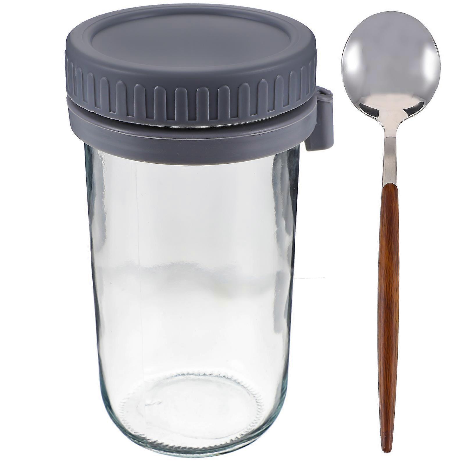 1 Set of Overnight Oats Container Airtight Overnight Oatmeal Jar Yogurt Cup with Spoon
