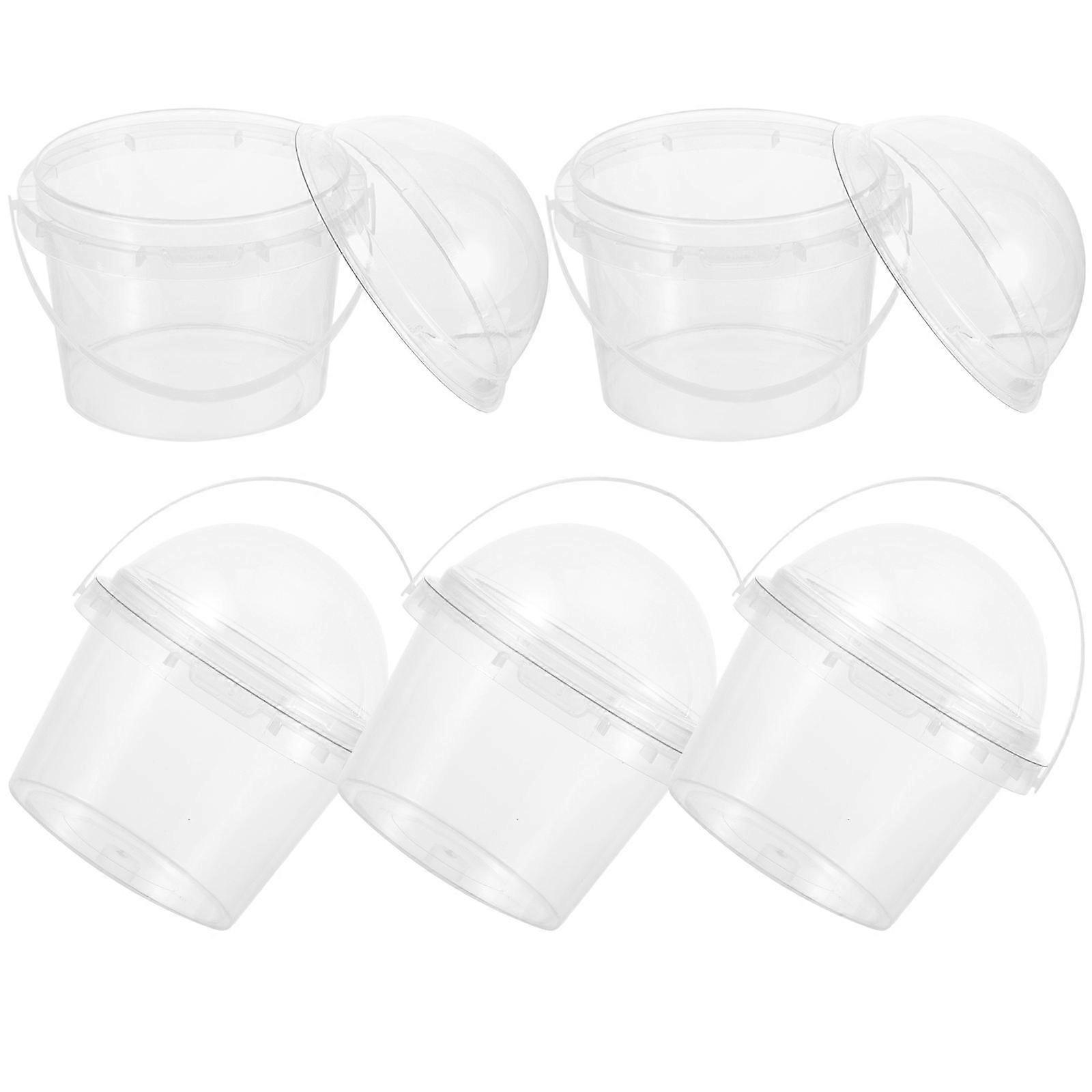 5pcs Small Clear Bucket with Lid Food Safe Bucket Popcorn Ice Cream Bucket 500ml