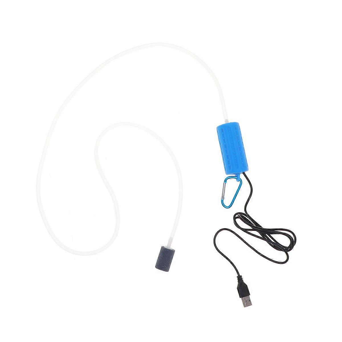 Bubble Disk For Aquarium Usb Bubbler Aerate Low Noise Continuous Operation Sky Blue 6.5x3x3cm 1Set