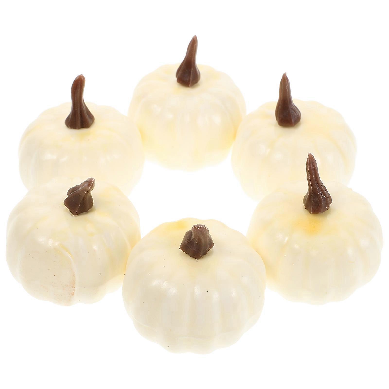 Mini Fake Pumpkins Halloween Simulation White Pumpkin Decorative Props for Party Supplies Kindergarten Teaching Aids 6Pcs
