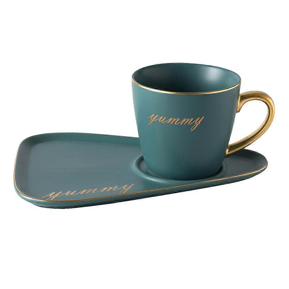 Tableware Tray Ceramic Coffee Cup Green 300ml Serving Tea 1 Set Nordic Style
