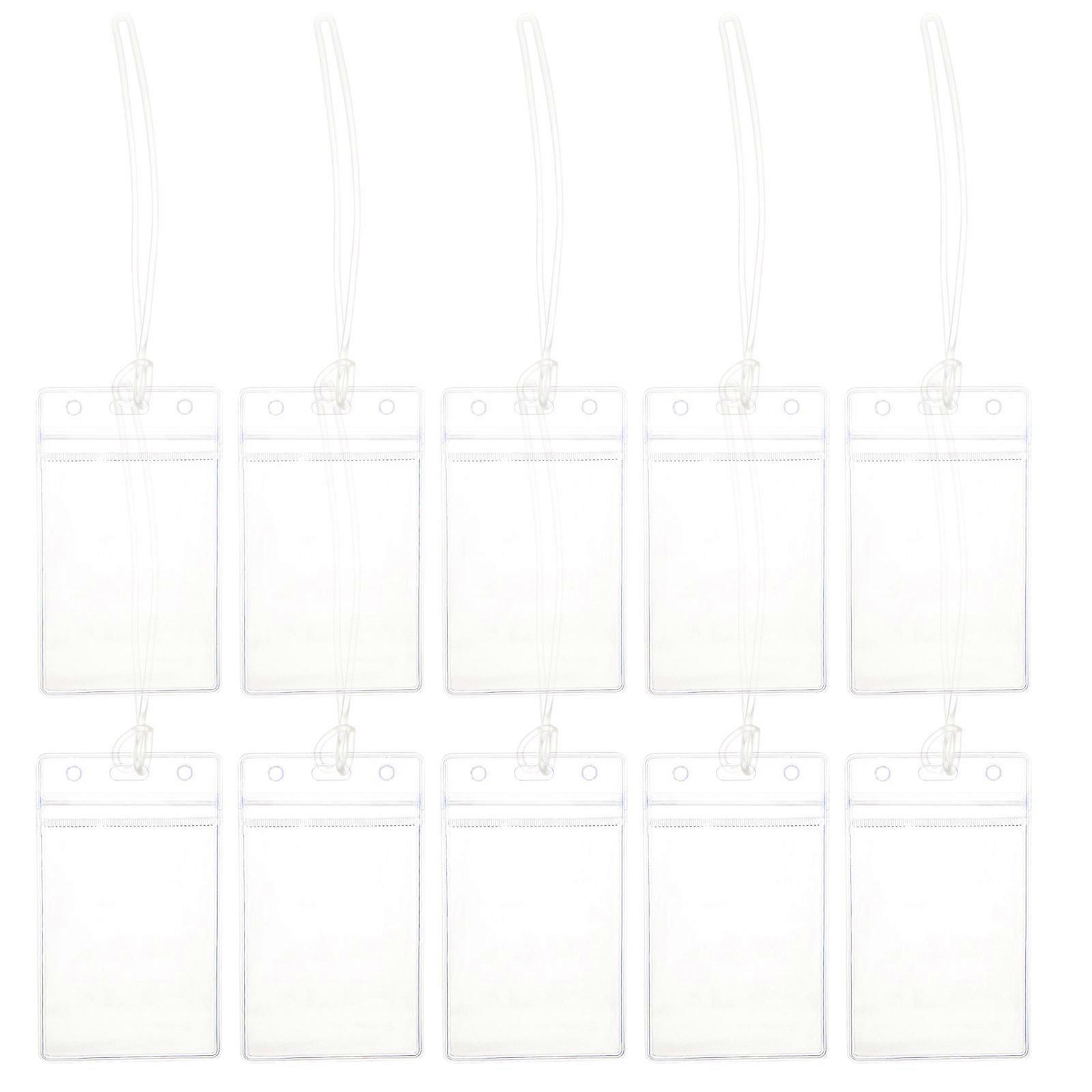 Clear PVC Luggage Tag Holders with Zip Seal – 10pcs Travel Essentials for Suitcase Identification Tags – Easy Attach for Frequent Travelers