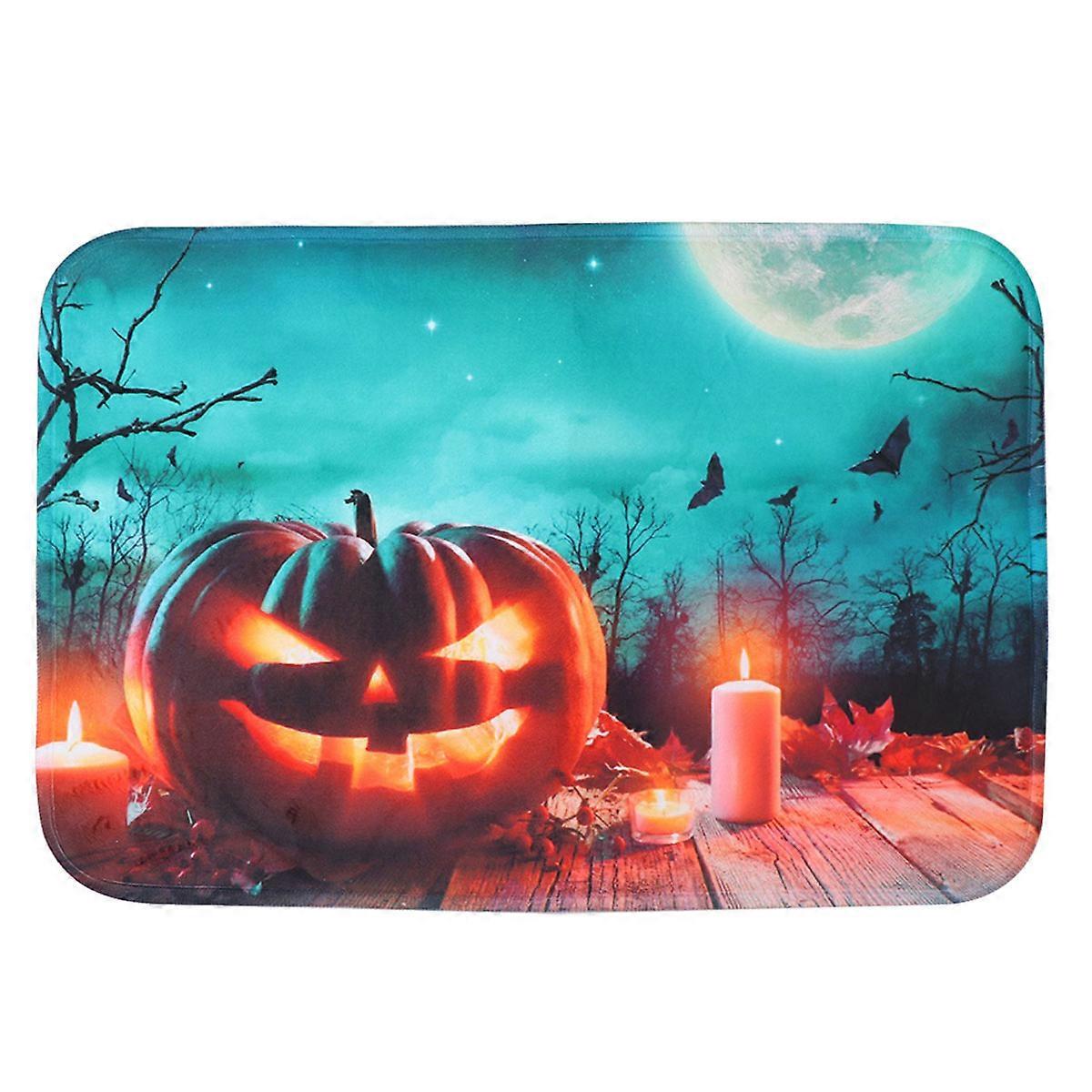 Pumpkin Doormat Flannel Printed Floor Mat Halloween Decorative Indoor Rug Non-slip 1Pc