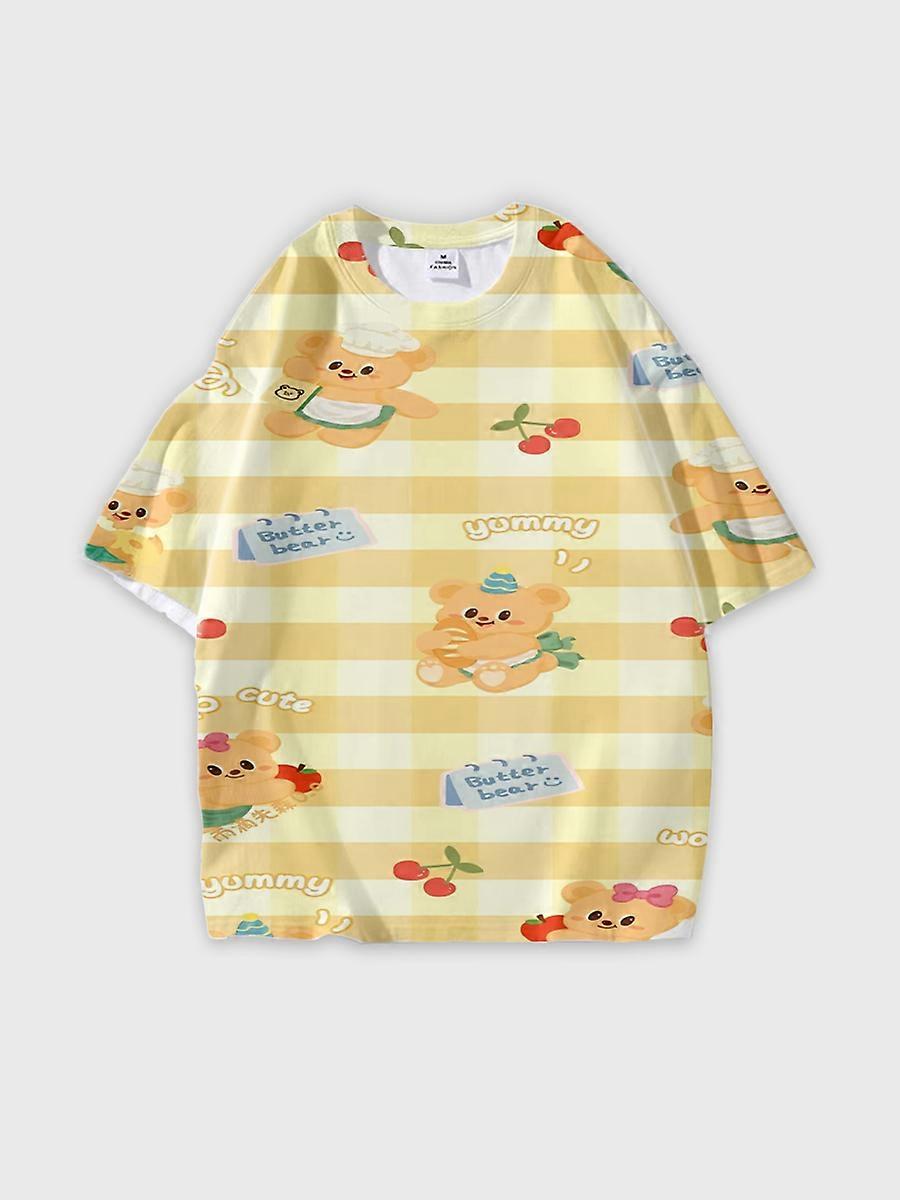 T-shirt round neck Pattern loose short sleeve B476