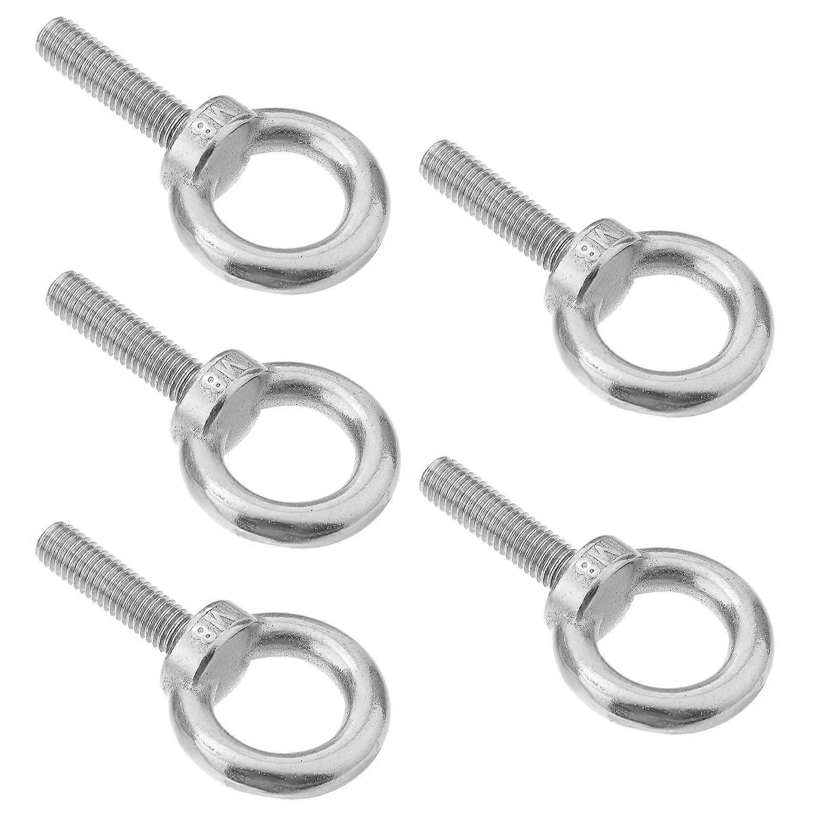 Smooth Thread Surface Eye Bolt M8x30 Construction Lifting Machinery 5Pcs