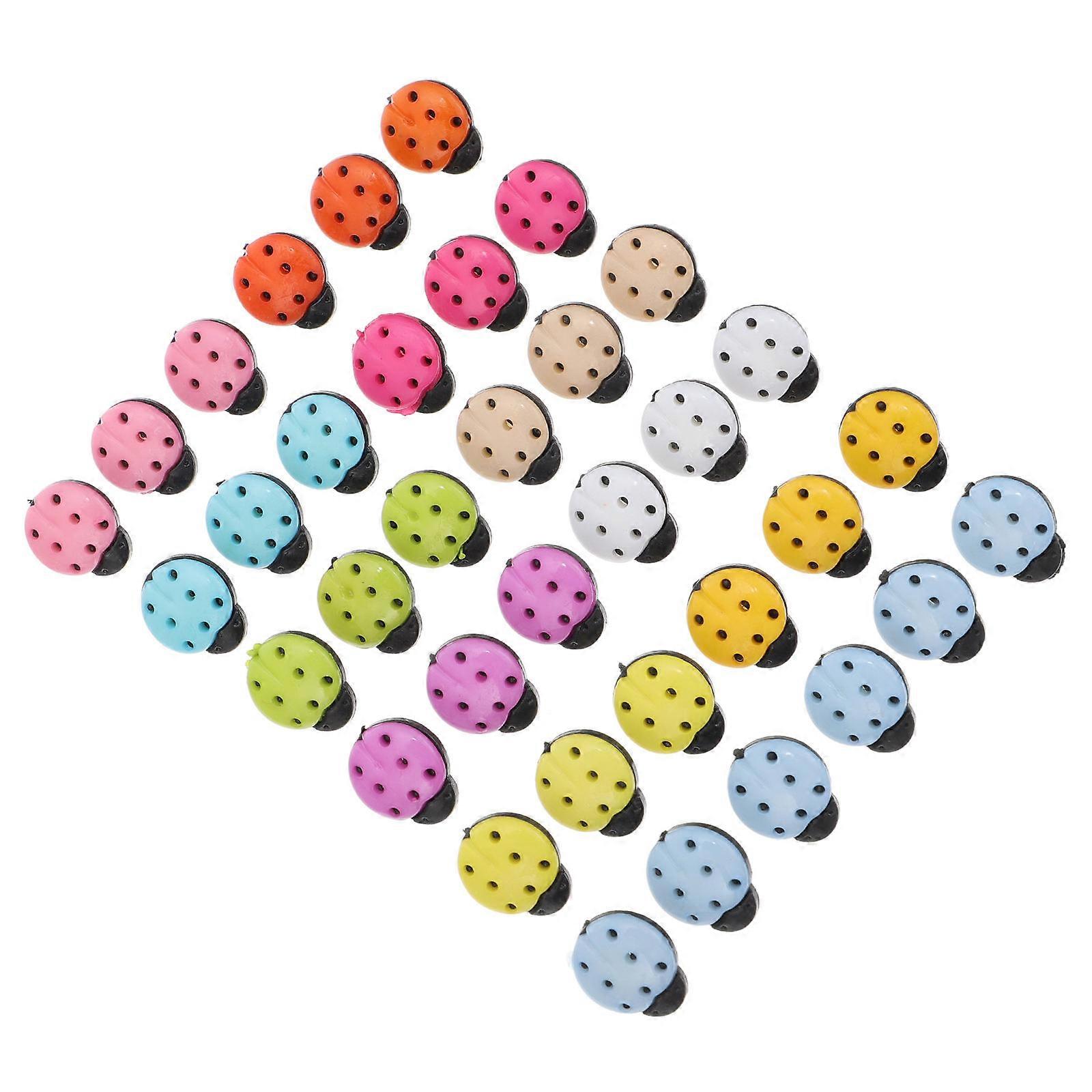 Cartoon Buttons 100Pcs Colorful Ladybug Design Ideal For Clothing Decoration DIY Projects Crafted From Durable Resin