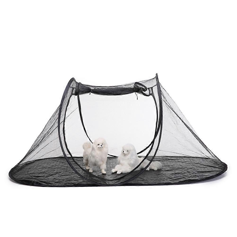 Foldable Pet Tent House for Indoor Outdoor Use with Removable Mat Inside Black 70x45x93cm