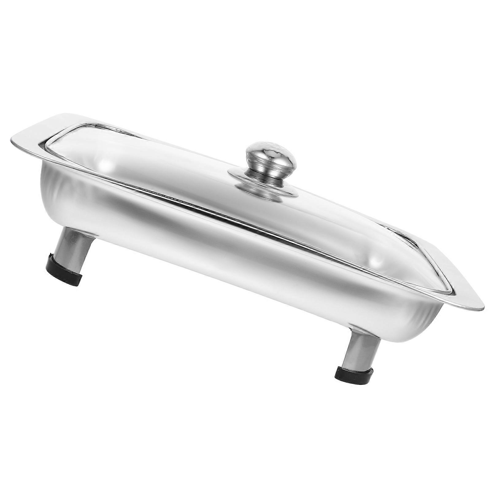 Stainless Steel Rectangular Buffet Server Dish Tray Canteen Basin with Cover