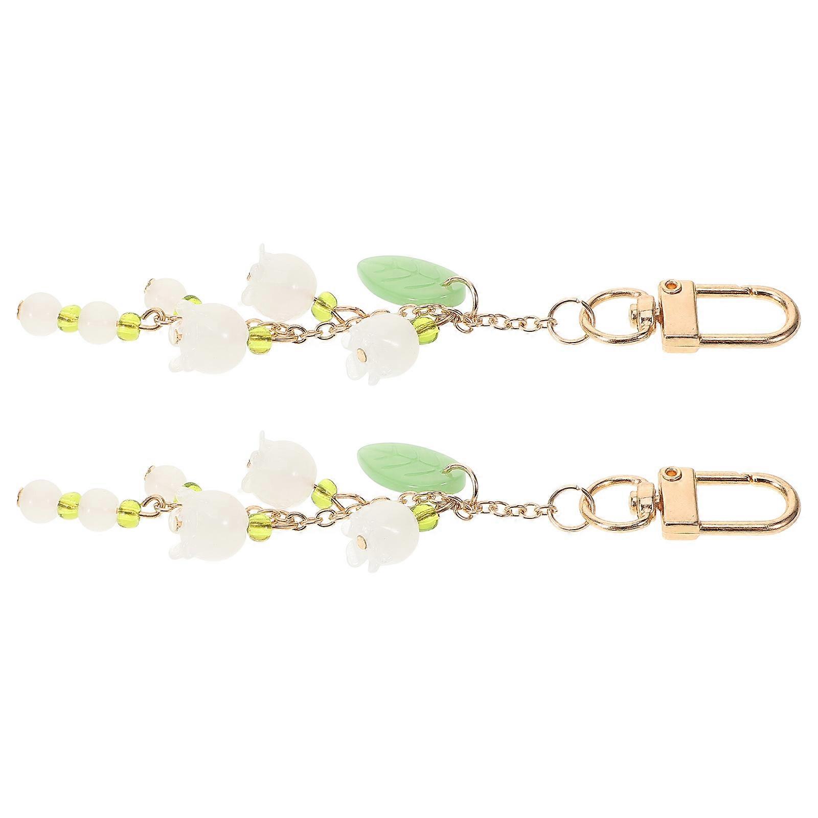 2pcs Flower Design Keychain Bag Pendant Hanging Ornament