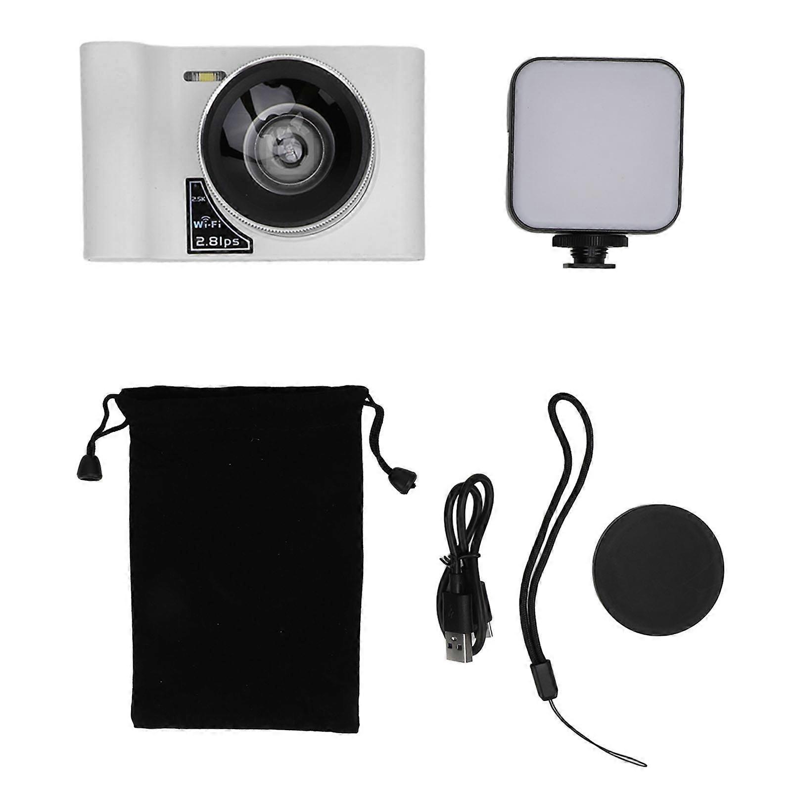 2.5K 24MP Digital Camera 2.8inch Screen 16X Digital Zoom Multifunctional WiFi Digital Camera Vlogging Camera with Fill Light White