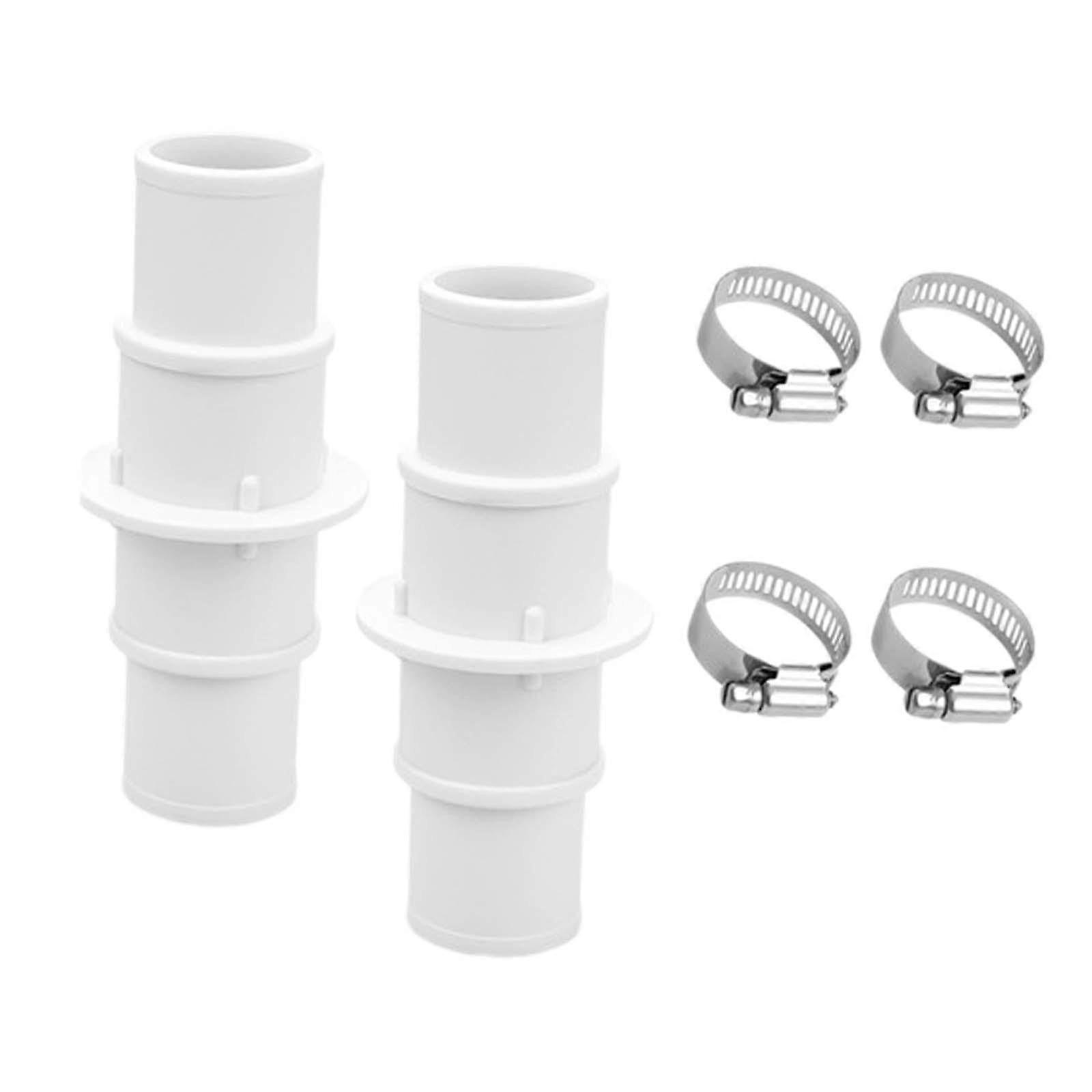 Pool Hose Connector Replacement Fittings Adapter, Includes 4 Hose Clamps, PVC, Standard Pool Hoses