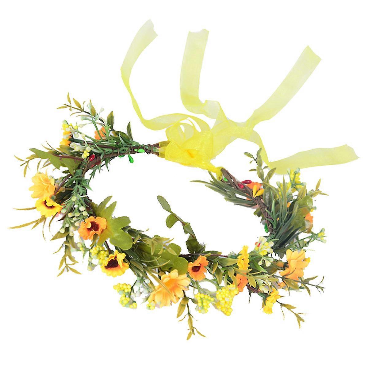 Bridal Sunflower Headband Wedding Hairpiece Bride Wreath Headdress