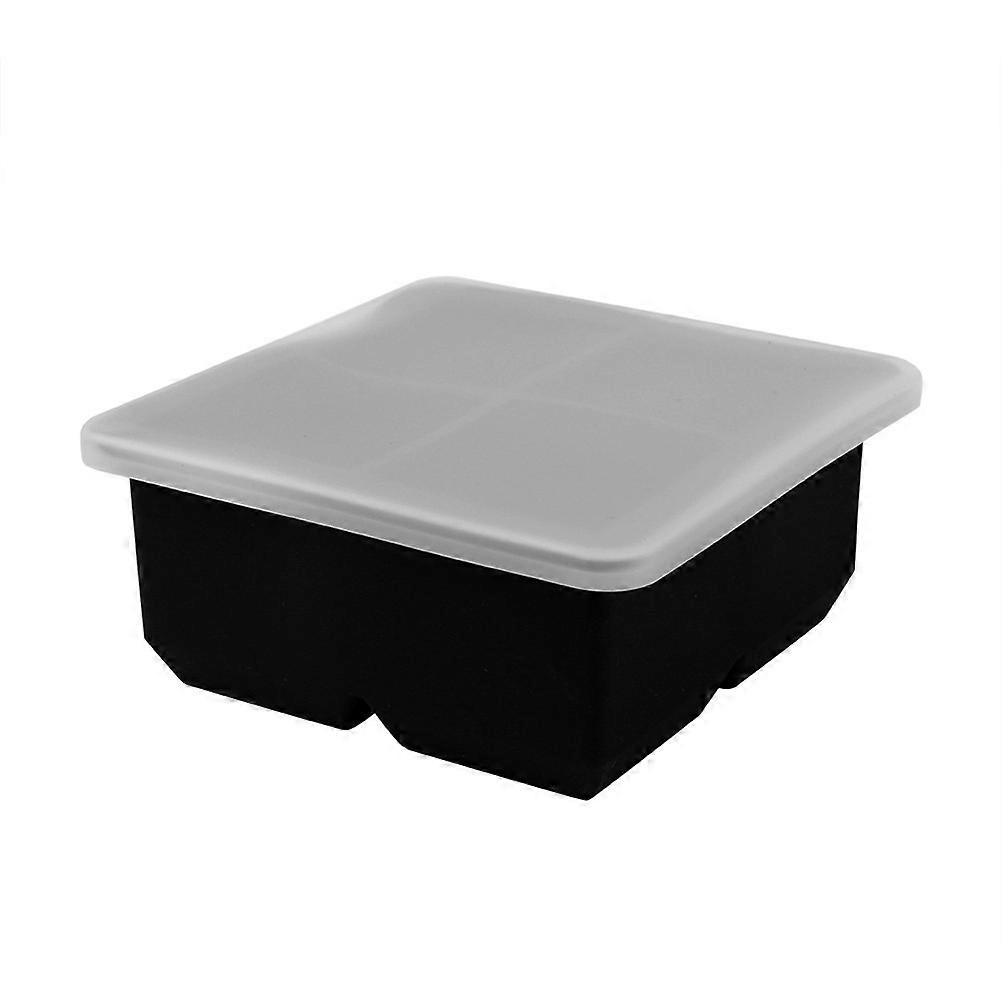Silicone Ice Cube Tray with Lid Food Grade Safe and Odorless for Kitchen Use 4 Grids Black