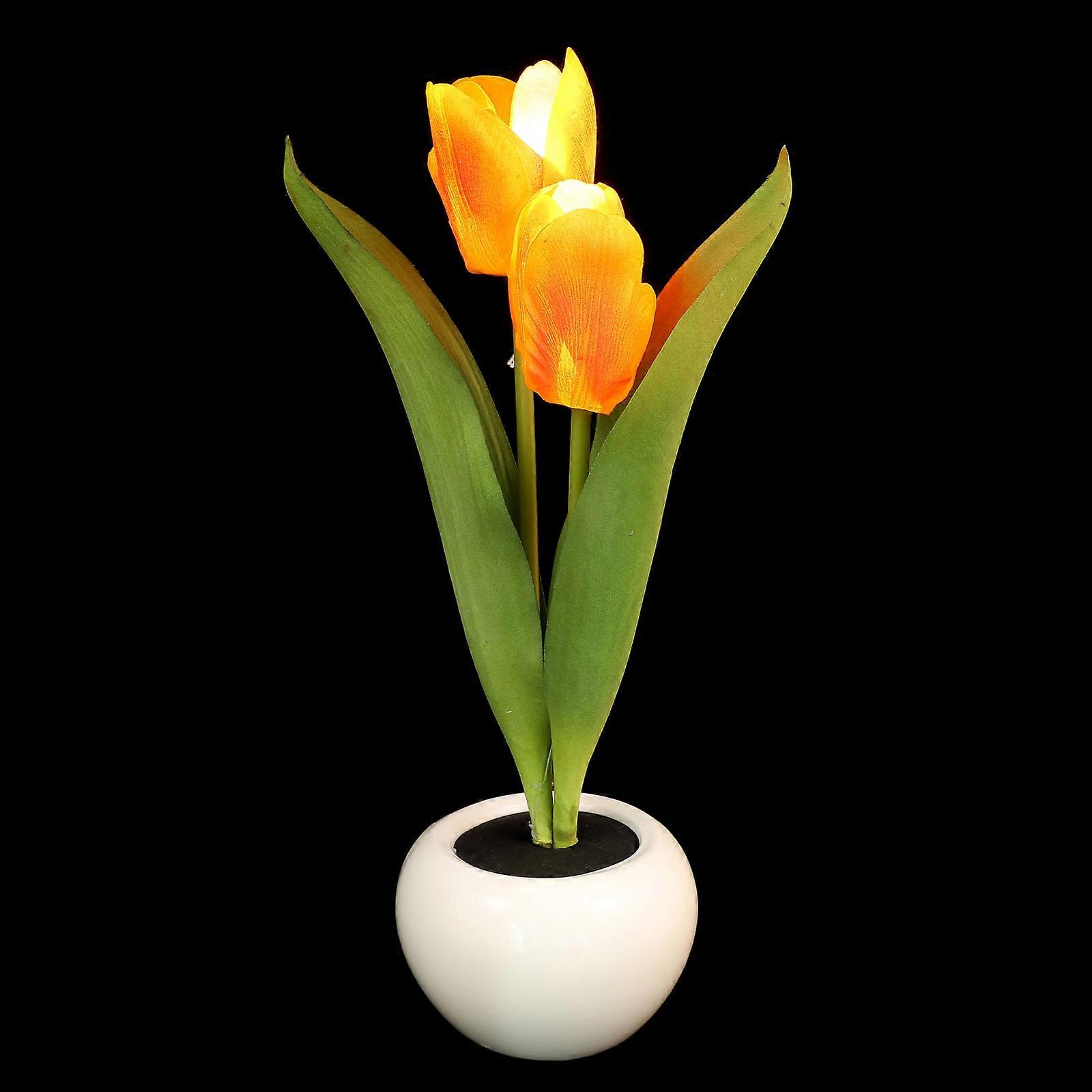Tulip LED Bonsai Light Night Lamp for Desktop Decor Orange Plastic
