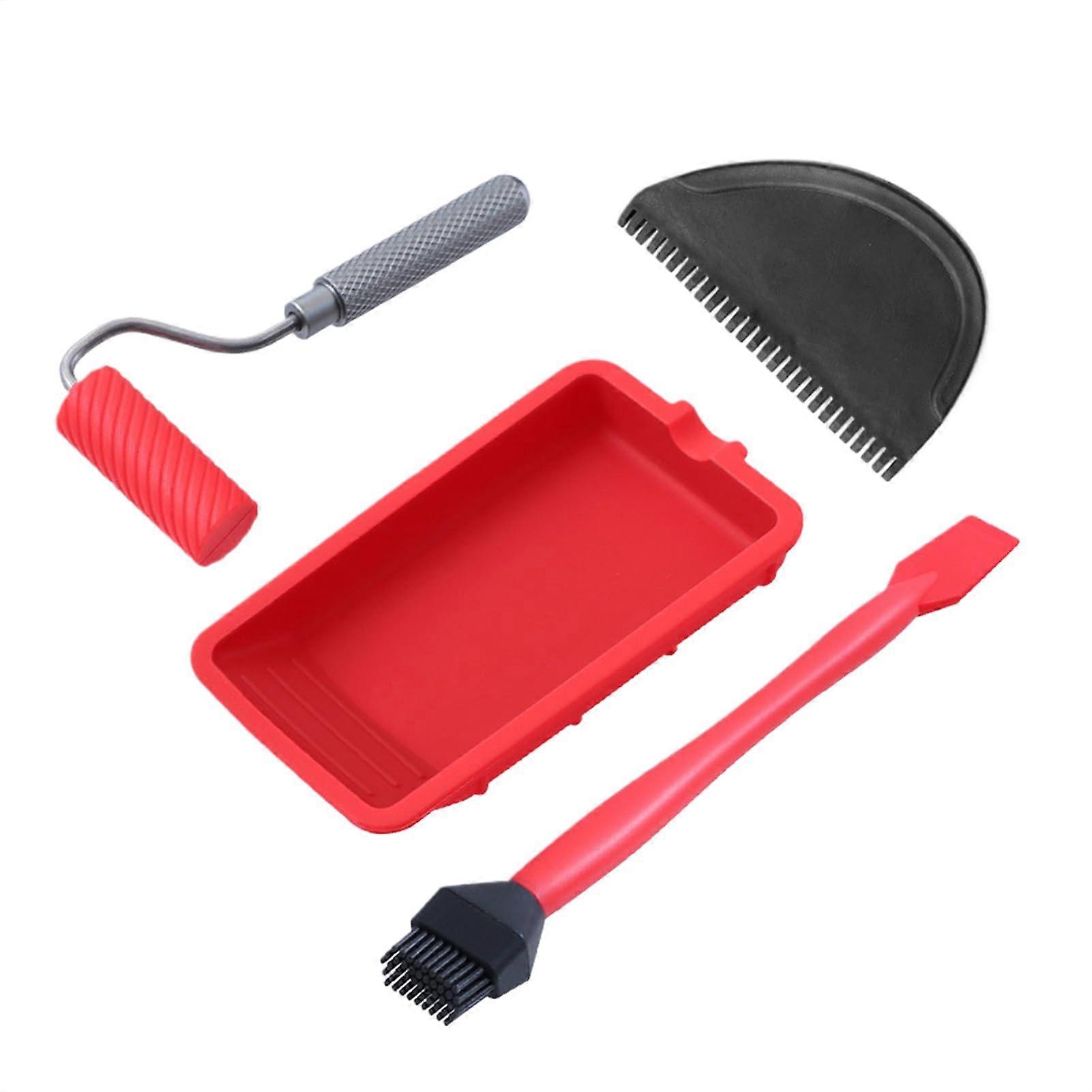 Wood Glue Applicator Tool Kit with Reusable Roller, Compact Glue Tray, Brush and Spreader for Woodworking and Furniture Repairs