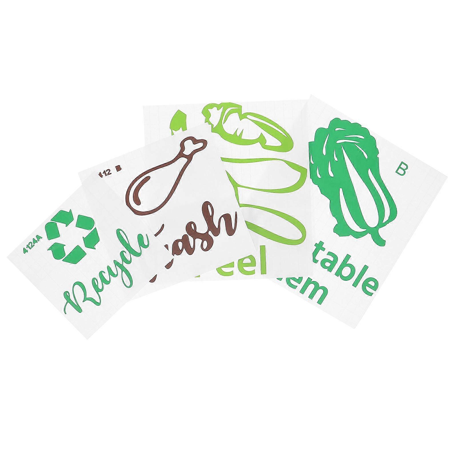 Waste Sticker 4Pcs PVC Assorted Color Trash Can Labels 20x20CM Sticky Trash Sorting for Home and Office