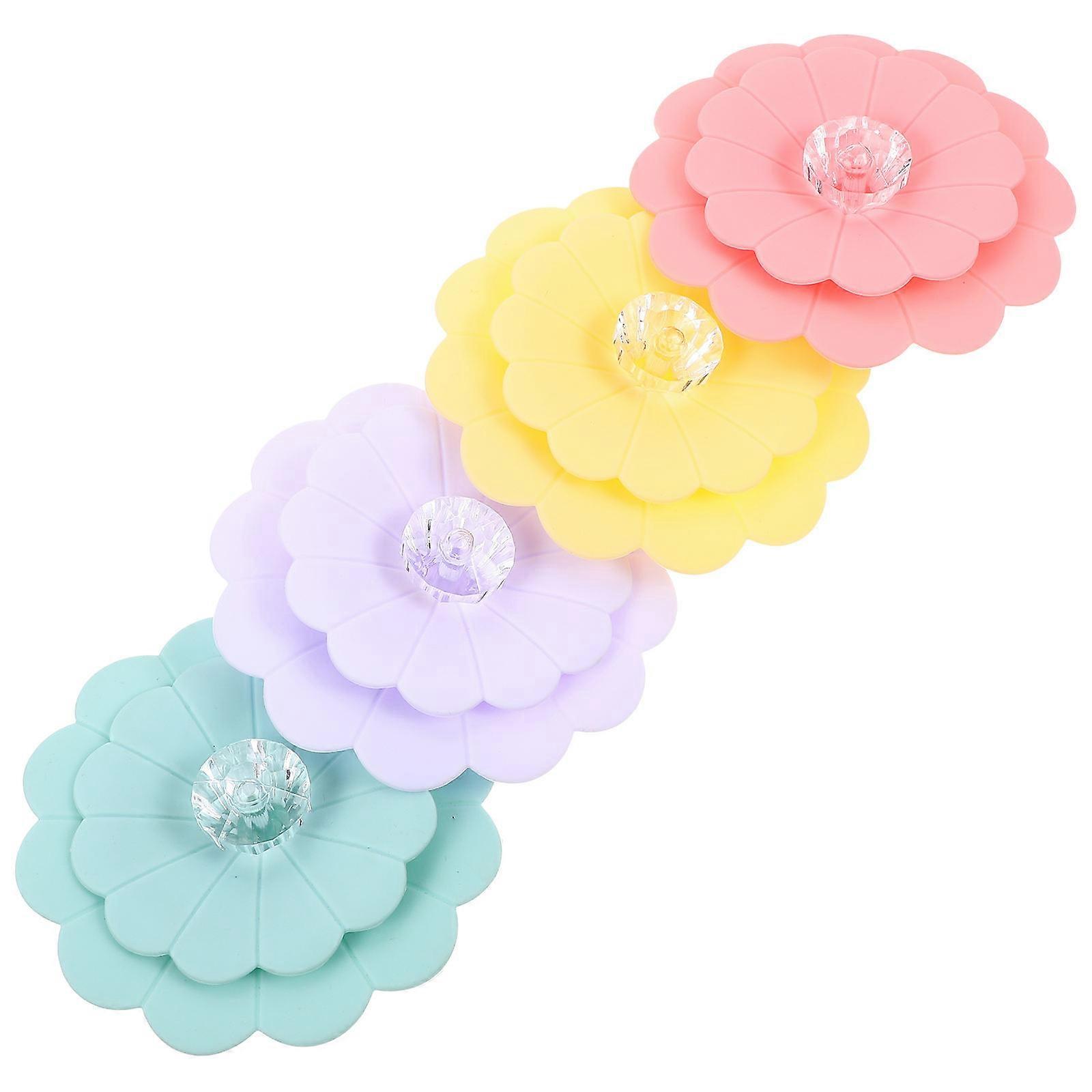 4Pcs Silicone Double Layer Flower Design Cup Covers Universal Mug Lids