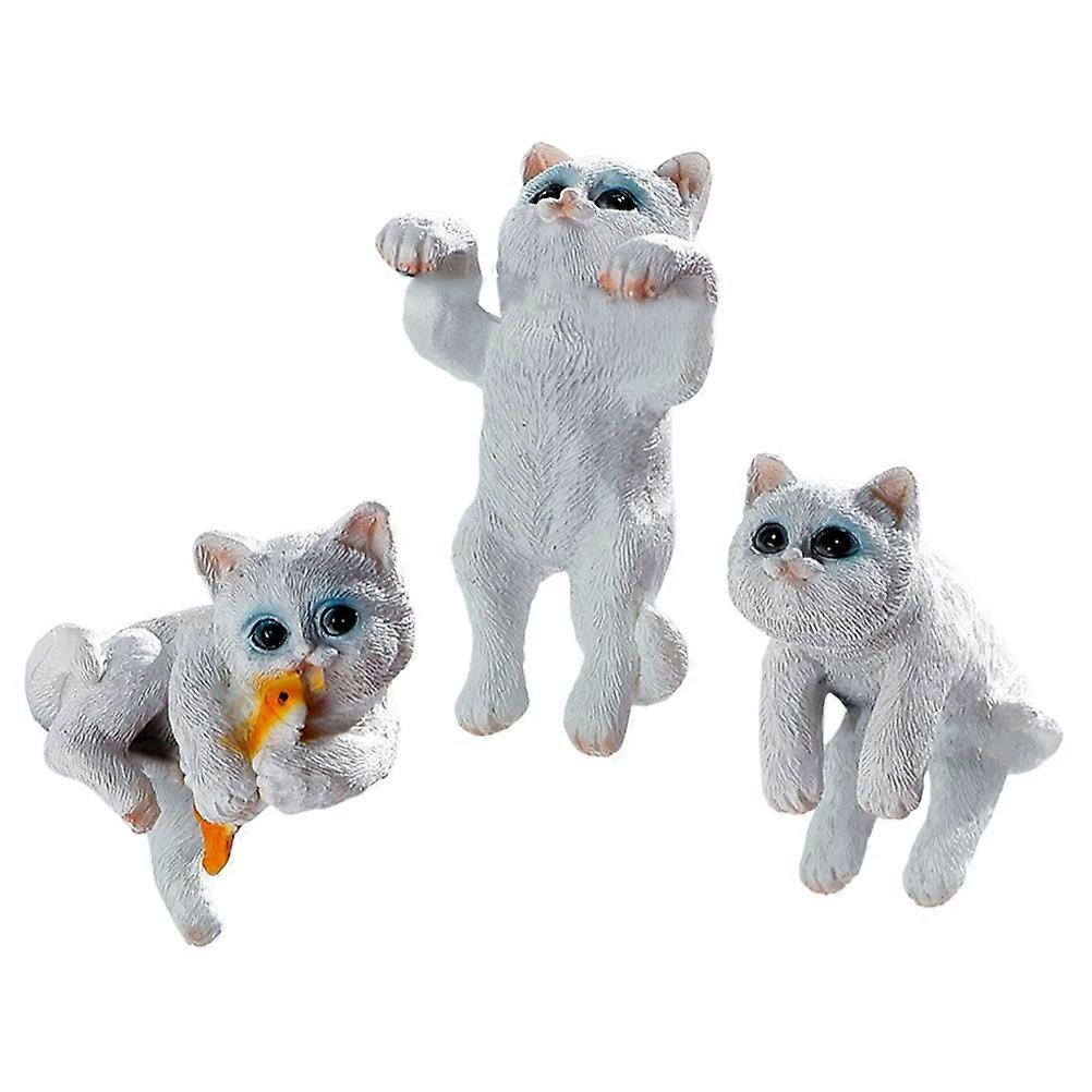 Cute Cat Ornament 3Pcs Resin Decorative Use For Fish Tank And Desktop Decor Suitable For Various Special Occasions